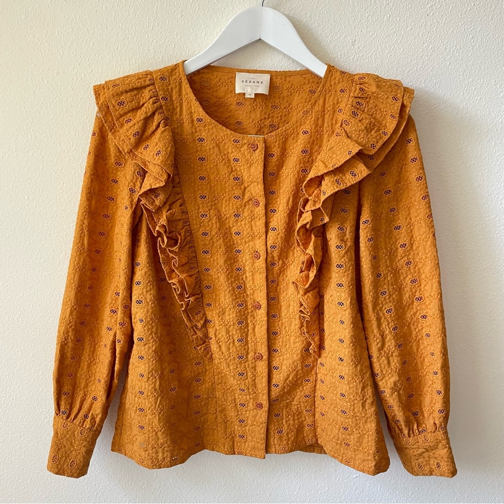 Sezane Orange Ruffled Blouse - Picture 3 of 6